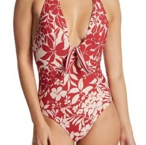 NWT Red Carter Halter Mailot One-Piece Swi…